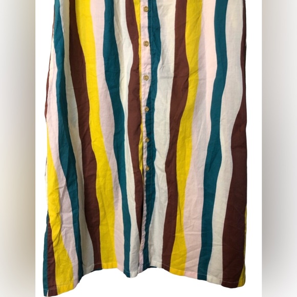 Little Mojo Colorful Rainbow Button Front Sleeveless Shift Dress Size Medium - Picture 3 of 7